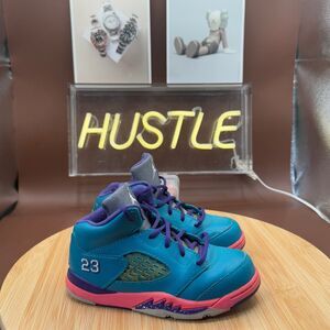 Nike Air Jordan 5 V Retro (TD) Tropical Teal Digital Pink 8.5C